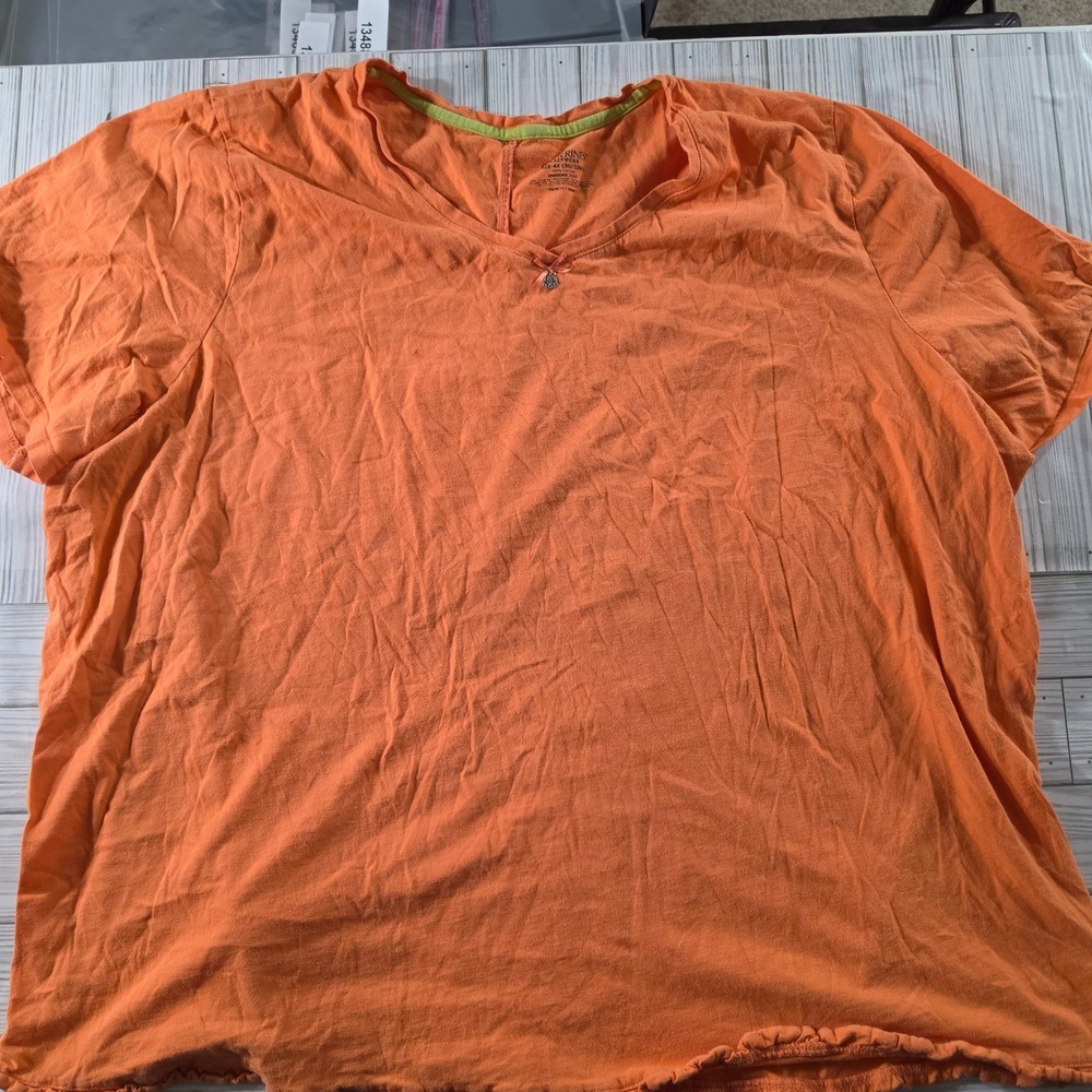 Catherines Sleepwear Orange Cotton V-Neck Pajama Top Plus Size 4X 30/32W